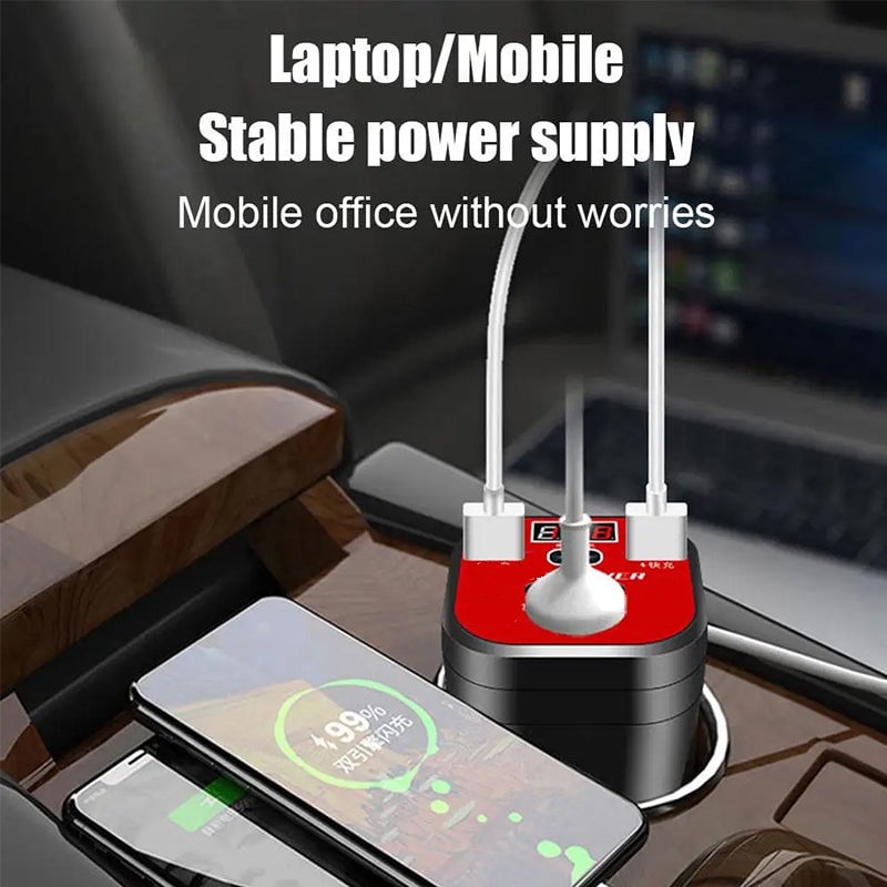 【sale】Car Mounted Cup Type Inverter Converter QC Charger