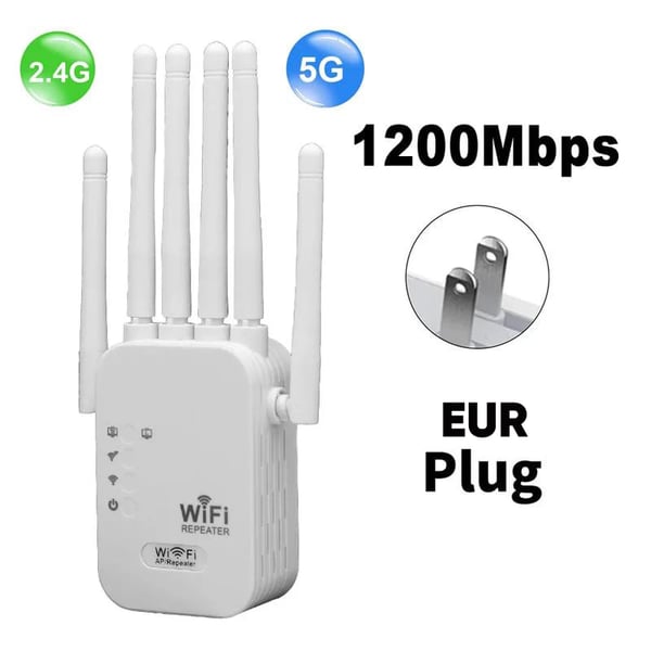 Upgraded 6-Antenna WiFi Extender 1200Mbps