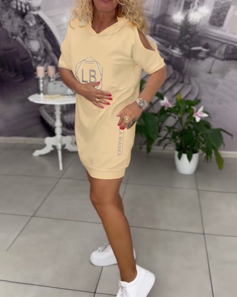 Robe À Capuche Imprimé Lettres Sport