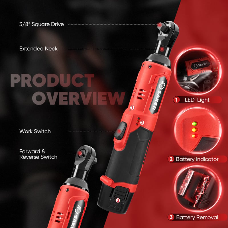 Sakerplus® 3/8" Cordless Electric Ratchet Wrench