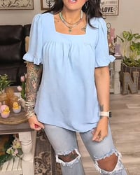 Square Neck Ruffle Sleeve Blouse