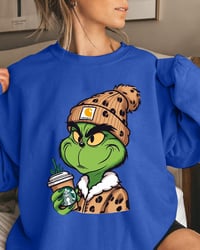 Grinch leopard print casual pullover sweatshirt