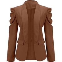 Women's Casual Lapel Blazer Puff Sleeve Open Front Work Blazer Suit