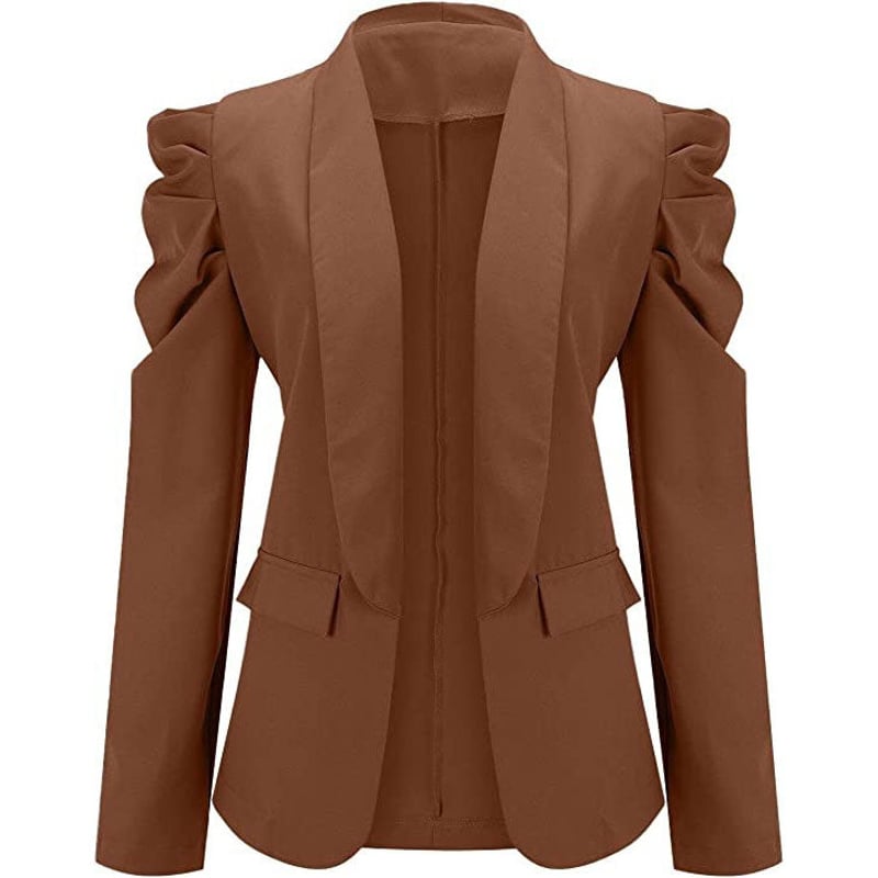 Women's Casual Lapel Blazer Puff Sleeve Open Front Work Blazer Suit