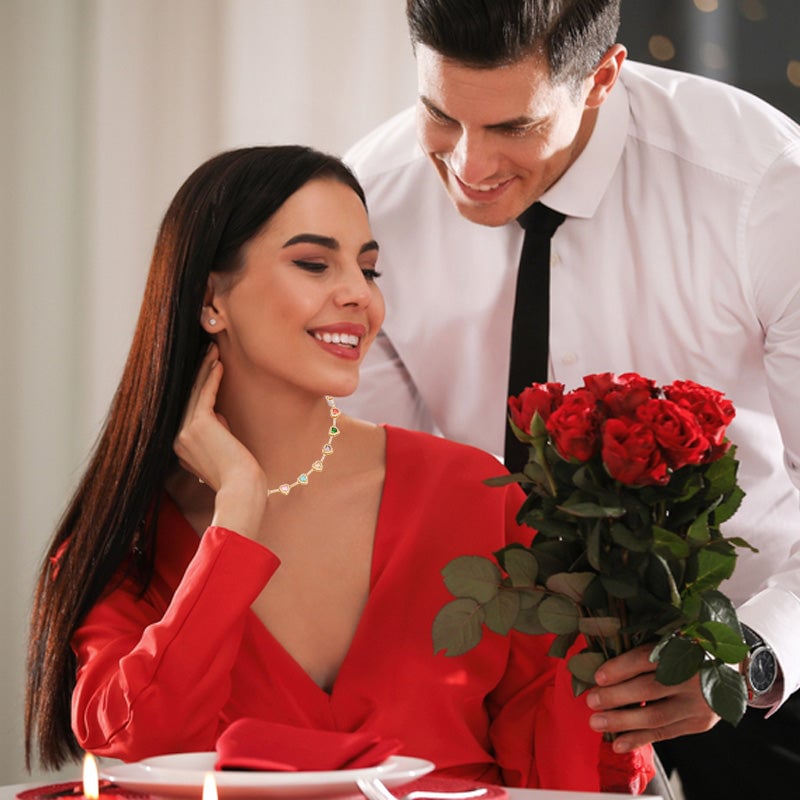 Heart Shaped Colorful Zirconia Necklace