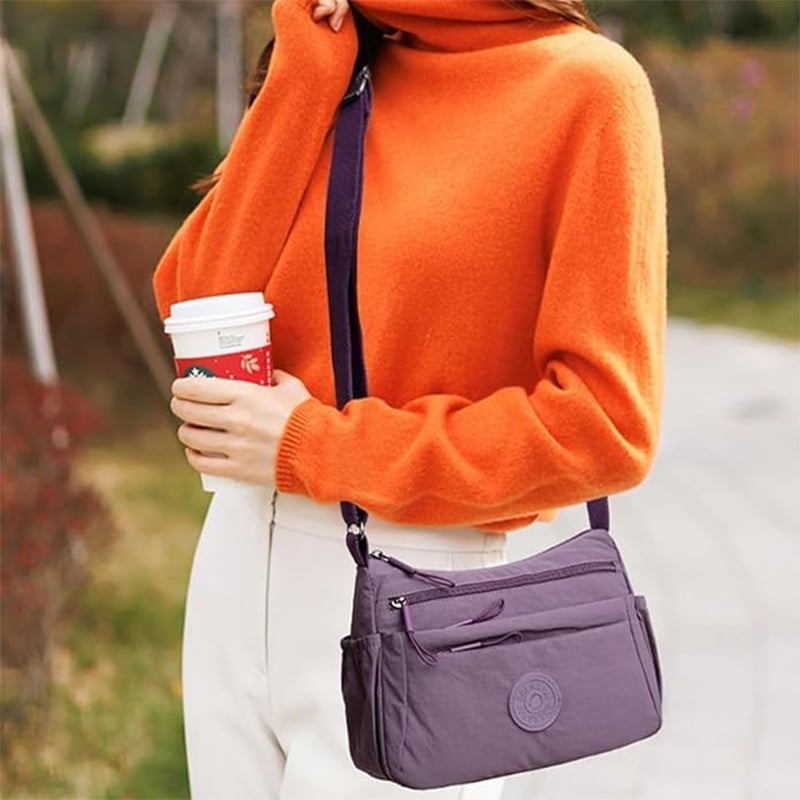 Solid Color Fashionable Multi-pocket Zipper Crossbody Bag