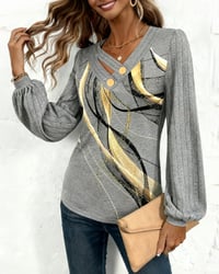 Top Met Gestreept Print-Lantaarnmouw