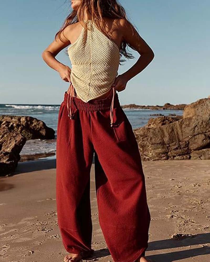 Elastic Waist Harem Pants