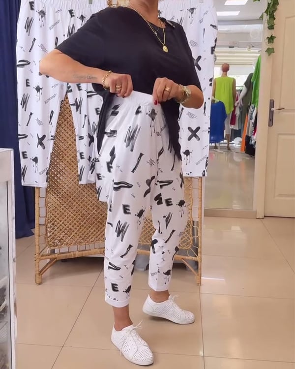 Mid-Rise Casual Printed Pants