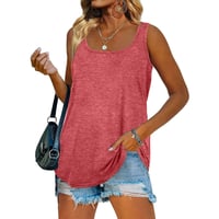 Women Square Neck Solid Color Vest