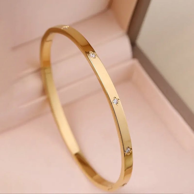 Gold-Plated Diamond-Studded Bracelet