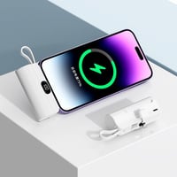 Mini Fast-Charge Capsule Power Bank with Built-in Cable