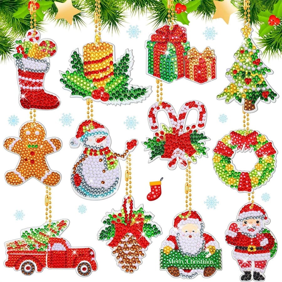 Sakerplus® 12 Pcs Diamond Art Christmas Ornaments