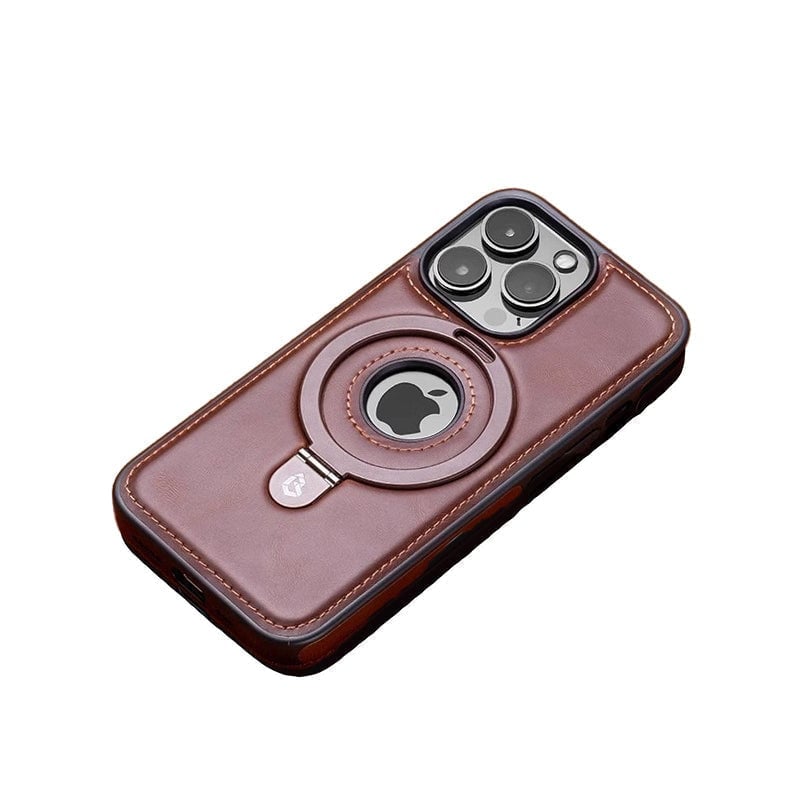 Full-Coverage Shockproof Leather Magnetic Stand iPhone Case