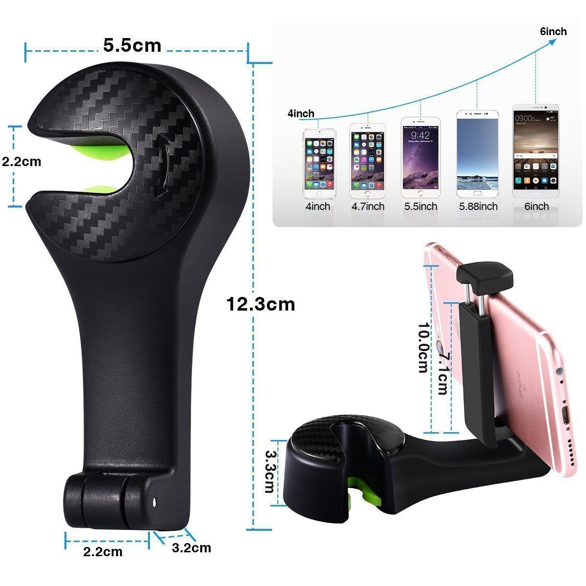 Gancho trasero para asiento de coche con soporte para teléfono móvil (2 piezas)