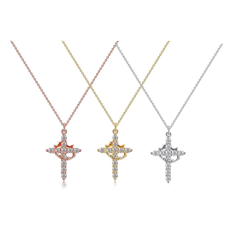 Crown & Cross Pendant Choker Necklace