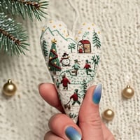 DIY Heart Shaped Hand Embroidered Christmas Ornament/Ornament Kit