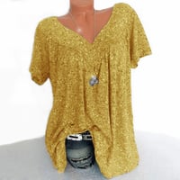 Camiseta de verano casual de manga corta con cuello en V para mujer