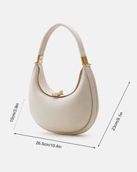 Ensfarvet elegant halvmåneformet skuldertaske
