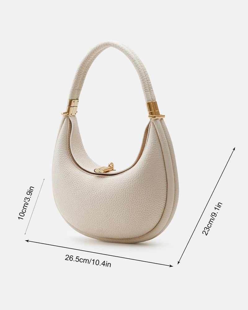 Ensfarvet elegant halvmåneformet skuldertaske