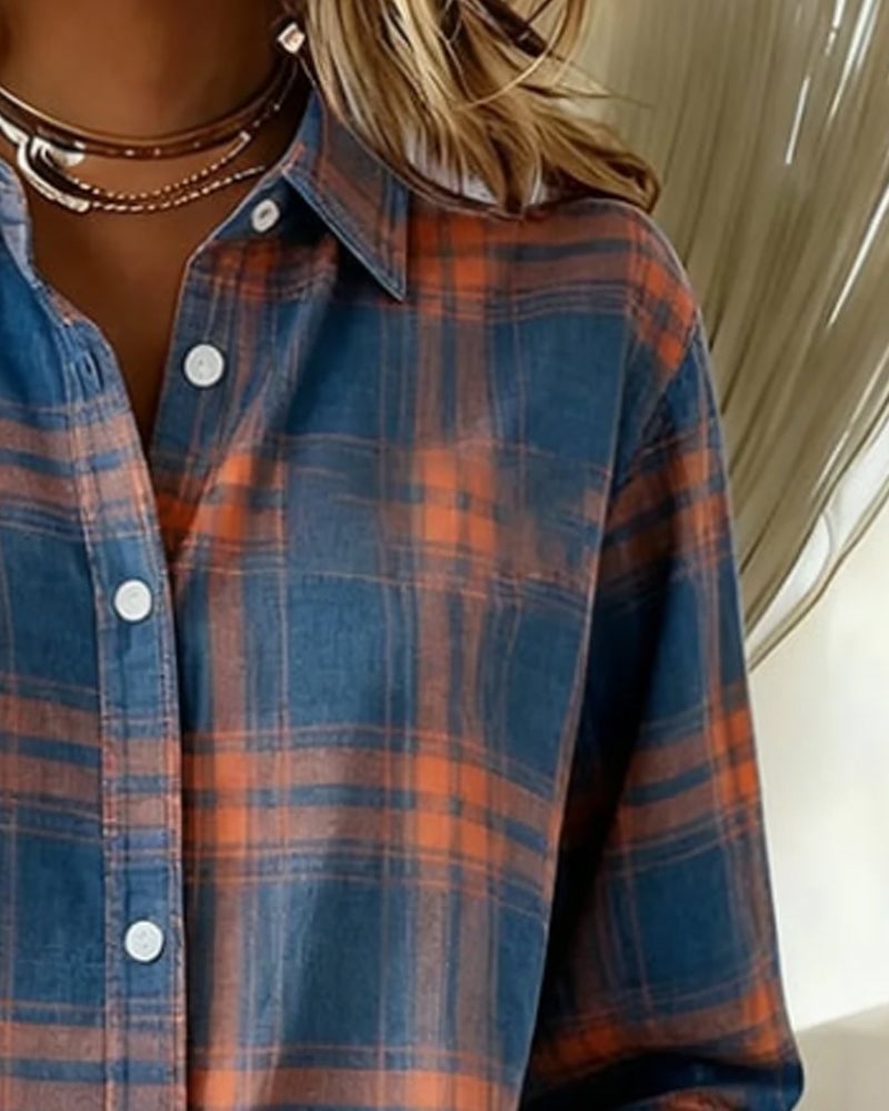 Plaid Lapel Shirt