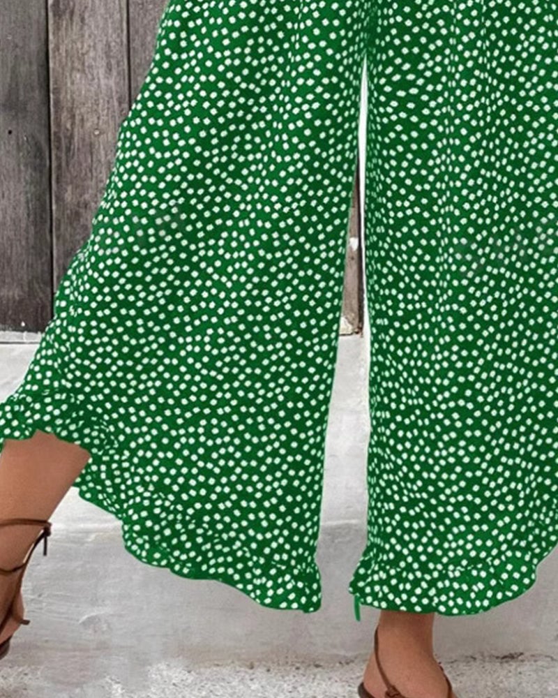 Polka Dot Loose High-Waist Wide-Leg Pants