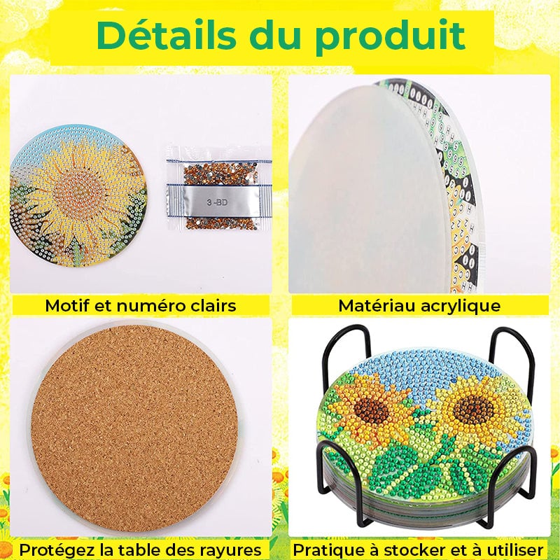Dessous de verre créatif à faire soi-même, arts du diamant
