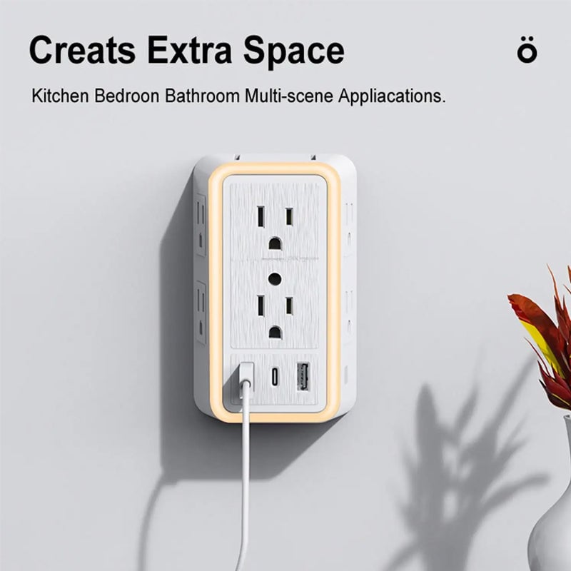USB Light-Sensing 6-Outlet Power Strip