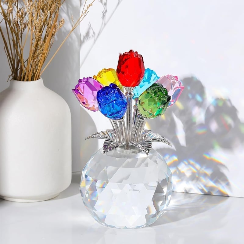 7-Color Crystal Rose Floral Keepsake