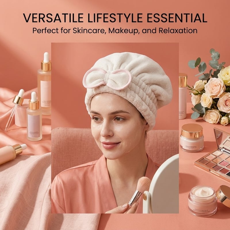 Super Absorbent Hair Towel Wrap(Pink + Blue + Off white) 3PCS