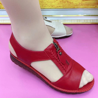 Sandalias Planas Piel Suave Cremallera