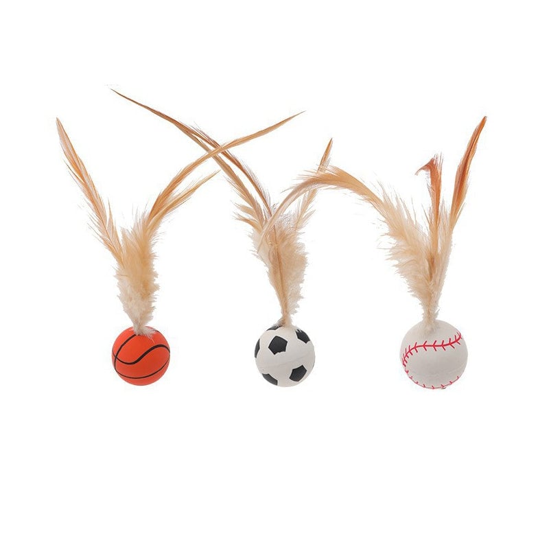 Interactive Feather Ball Toy Set for Cats