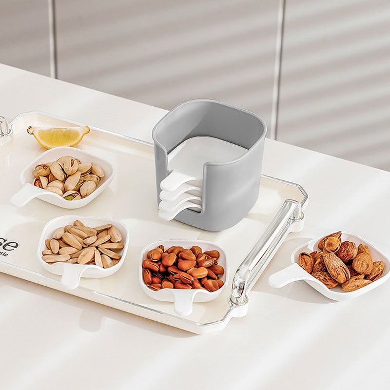 Dipping Sauce Plate and Holder Set, 6Pcs