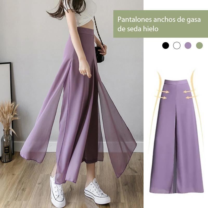 Pantalones anchos de gasa de seda hielo