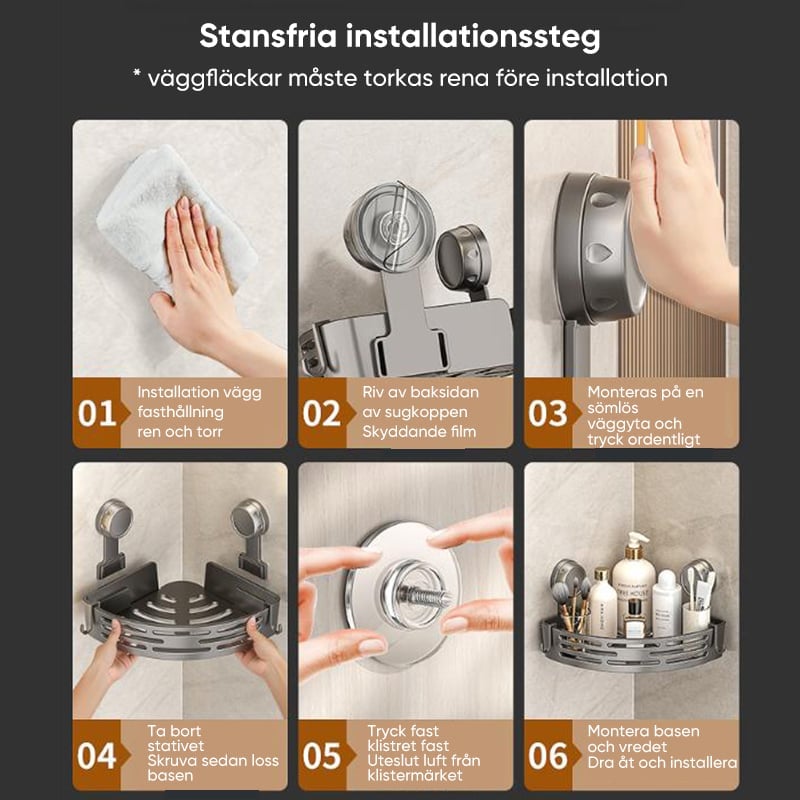 Triangulär sugkoppsduschcaddy