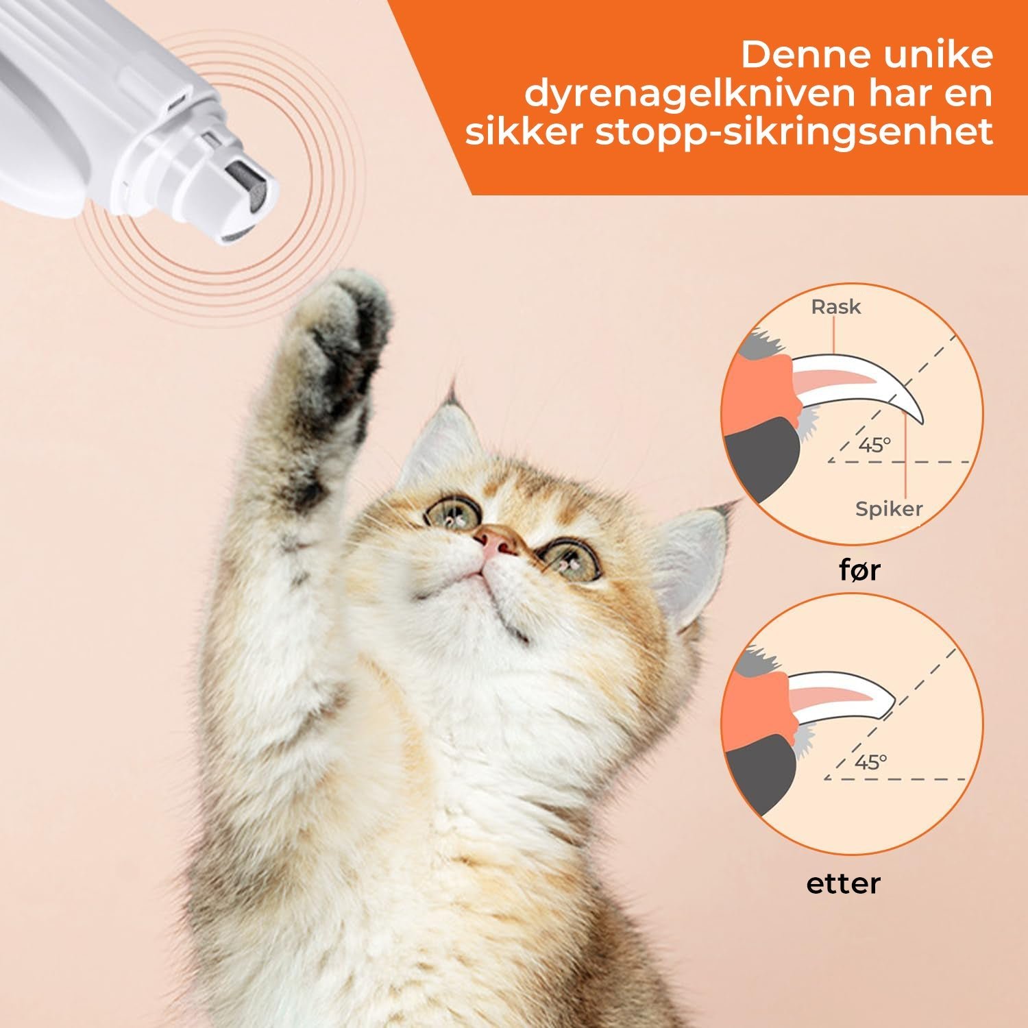 Kloklipper med integrert LED-lys og sliper