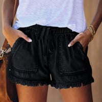 Denimshorts med elastisk hög midja