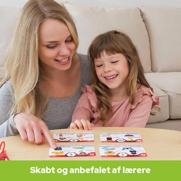 Flashkort til fonetik - Lær at læse i 20 trin - Digrafer CVC-blandinger Lange vokallyde