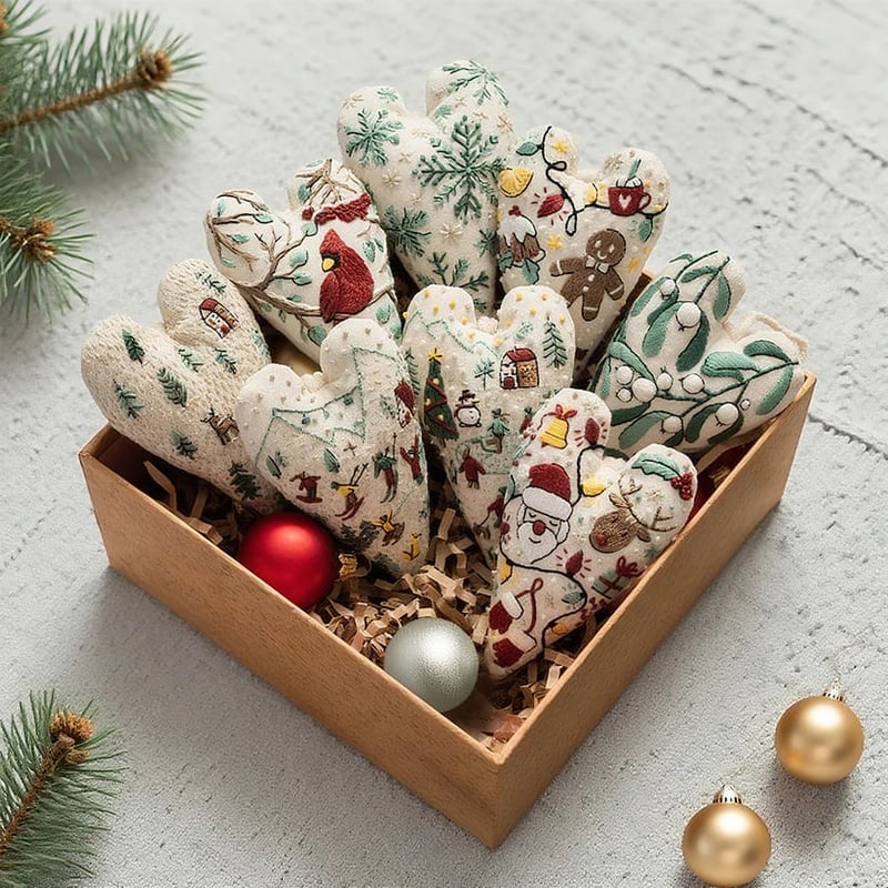 DIY Heart Shaped Hand Embroidered Christmas Ornament/Ornament Kit