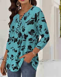 Button Print Fashion Blouse