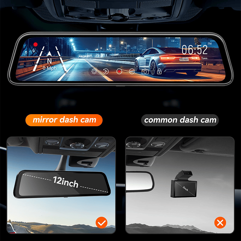 2K Rearview Mirror Streaming Media Dash Cam