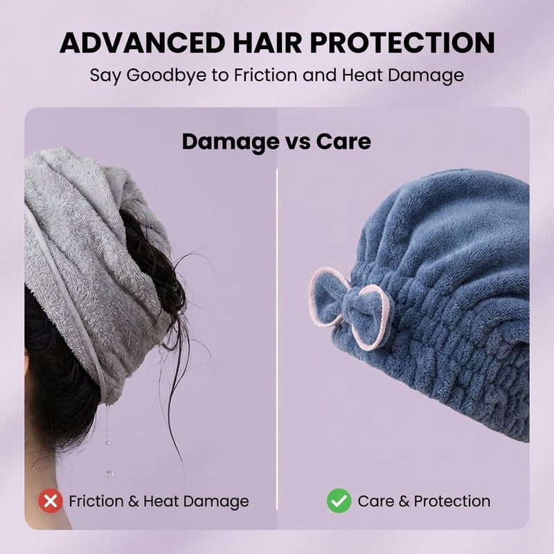 Super Absorbent Hair Towel Wrap(Pink + Blue + Off white) 3PCS
