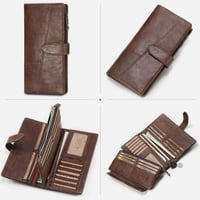 Vintage Damengeldbörse aus echtem Leder mit großem Fassungsvermögen