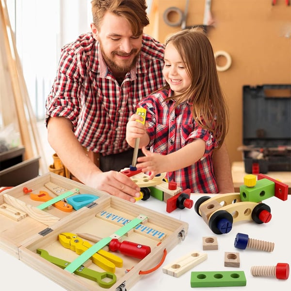 Legetøjs værktøjskasse i træ