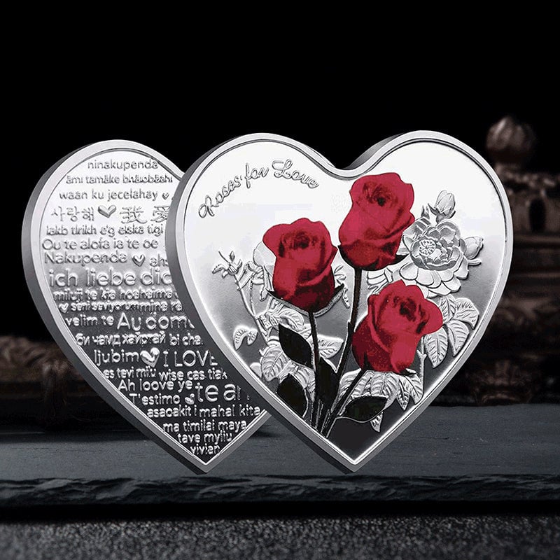 💝Rose Gedenkmünze in Herzform