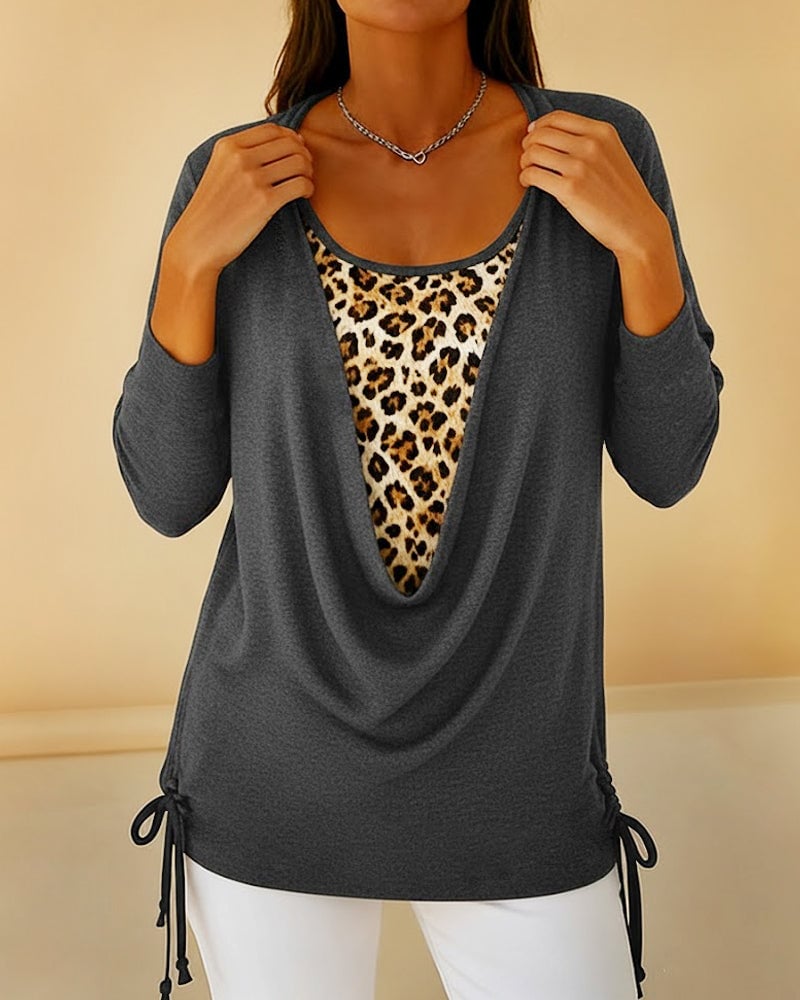 Top Met Luipaardprint En Vetersluiting