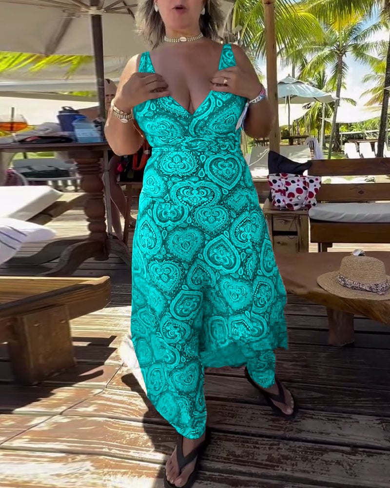 Maillot de Bain Sans Bretelles Cœur Imprimé Vacances