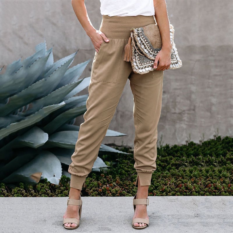 Joggingbroek met hoge taille en zakken