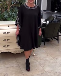 Fashion Beaded Loose Plus Size Dress
