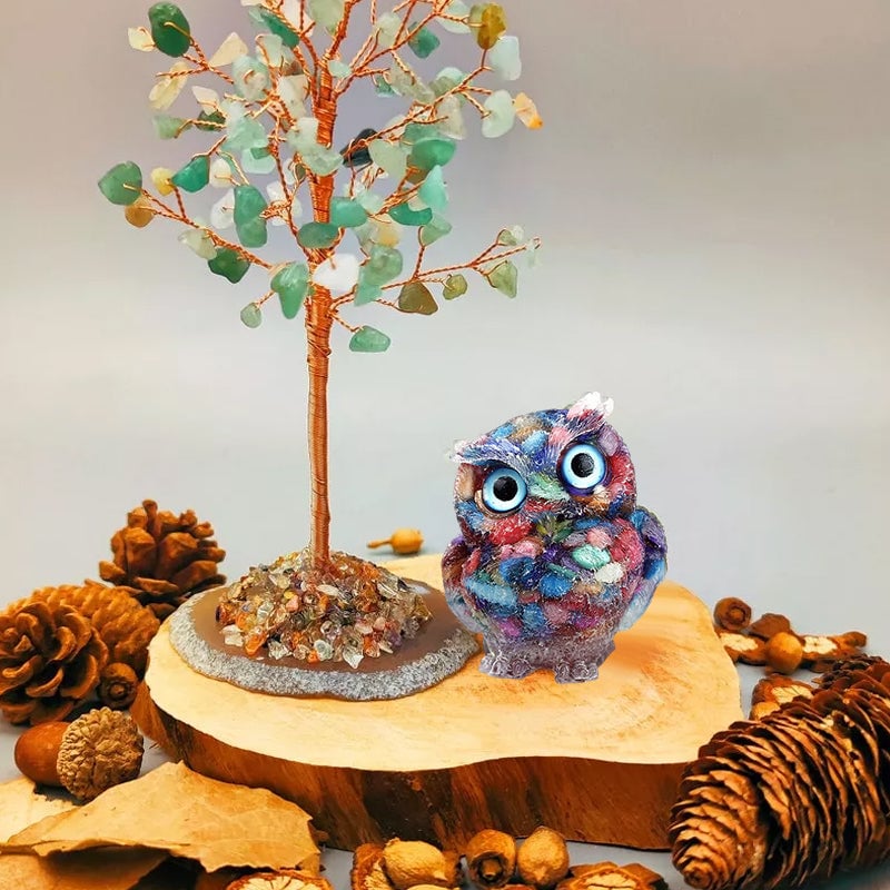 🦉Natural Crystal Gemstone Owl Ornament Home Decor
